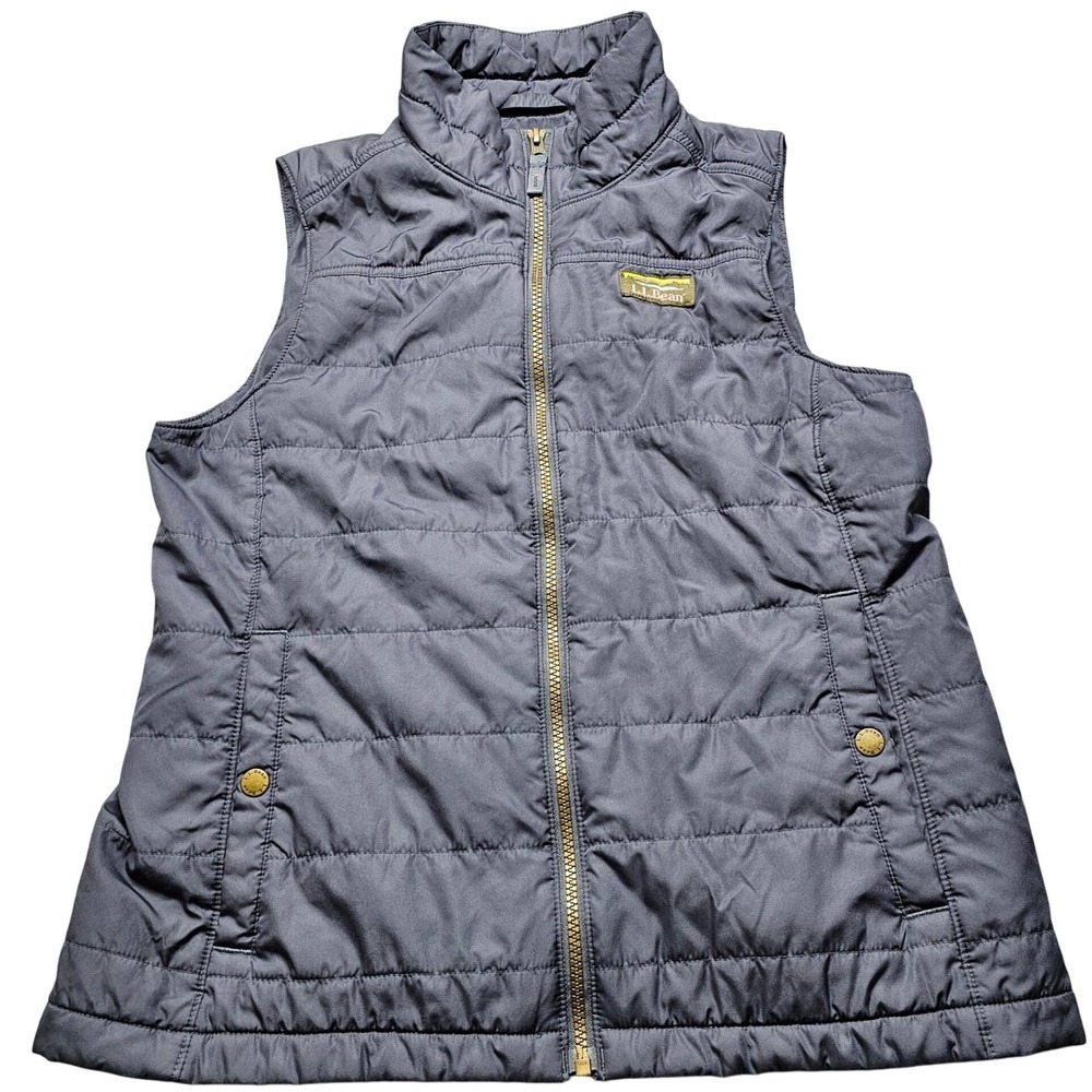 LL Bean Womens Mountain Classic Puffer Vest Gray Size Small Petite Quilted Zip